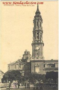 Postales: ZARAGOZA. Torre y Plaza de la Seo